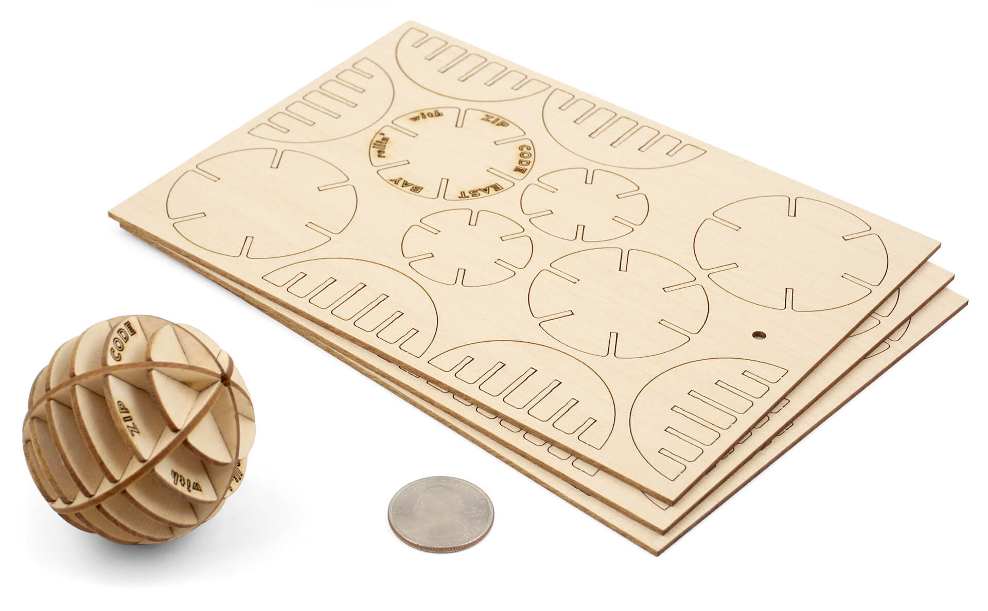 A build-it yourself spherical toy mailer.