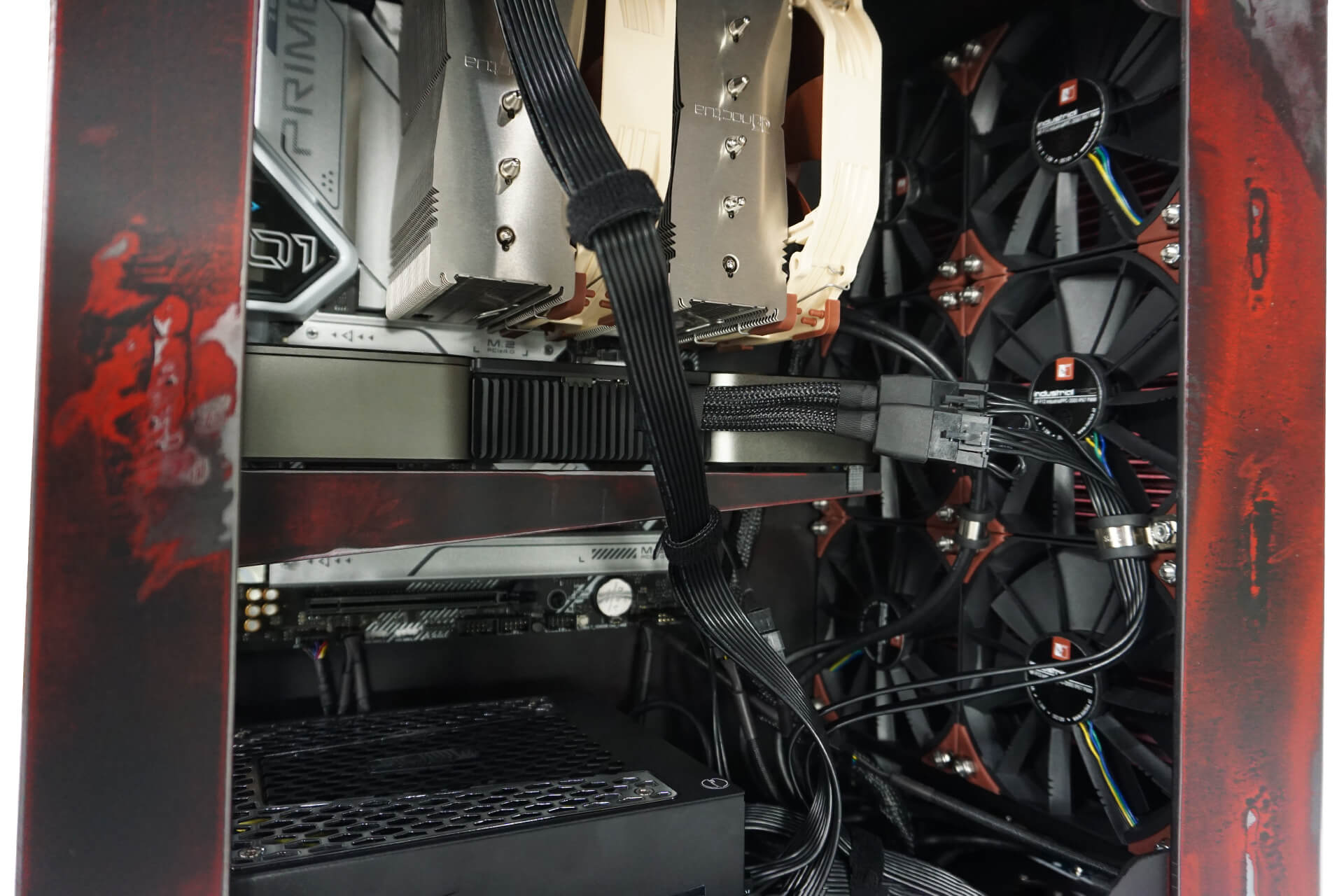 A detail of the many computer fans.